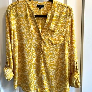Yellow and white Loft blouse size Med.